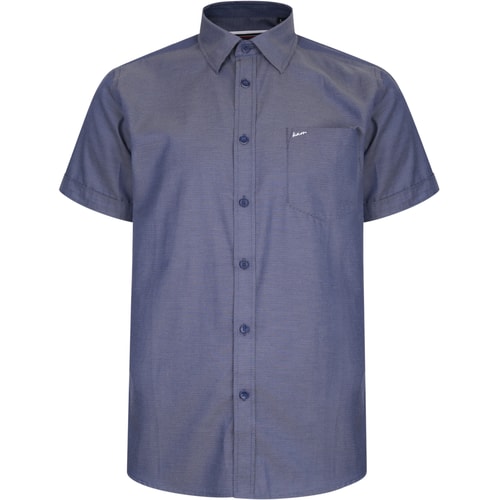 KAM Slub Weave Short Sleeve Shirt Indigo